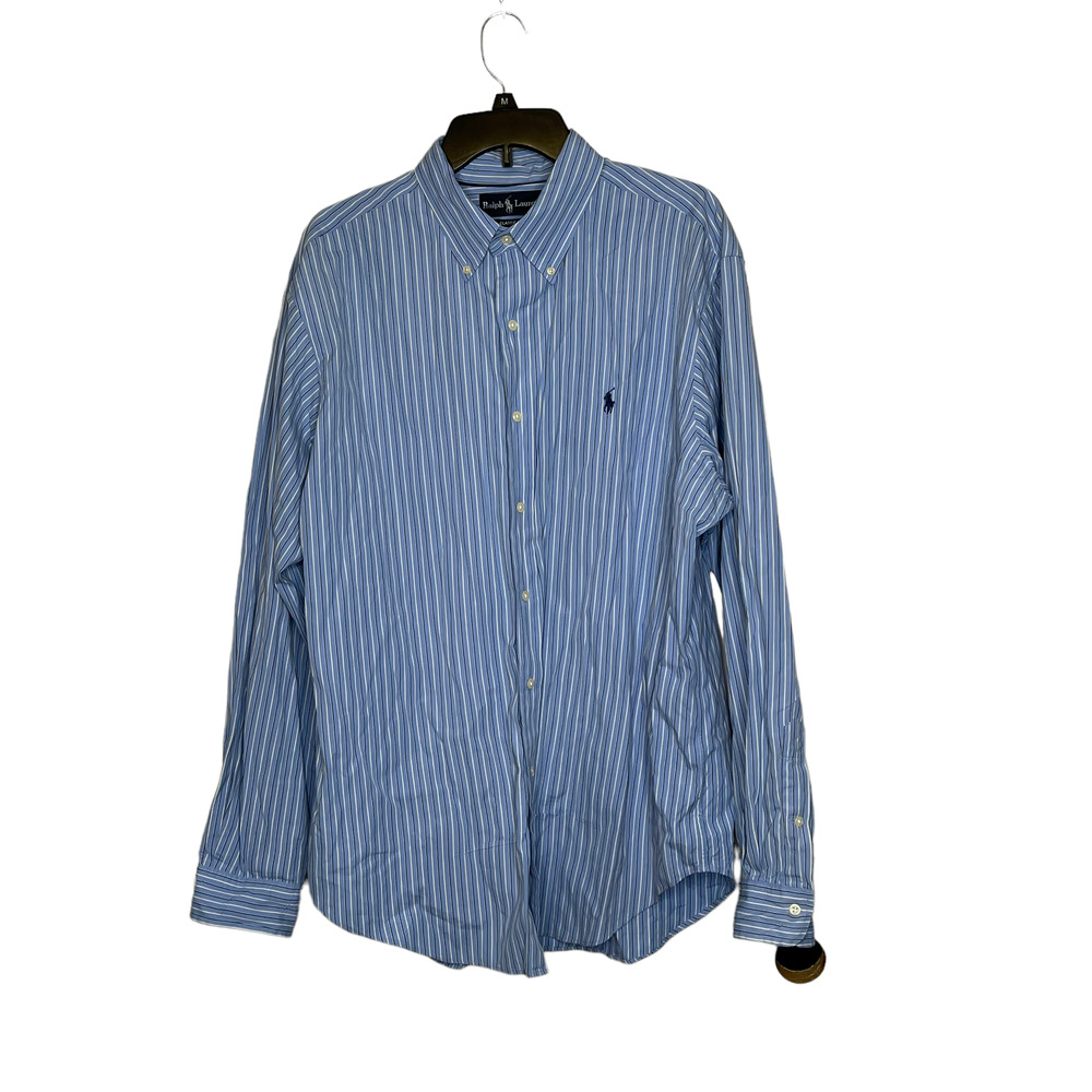 Polo Ralph Lauren Mens Shirt Size XL Blue White Striped Classic Fit 100% Cotton